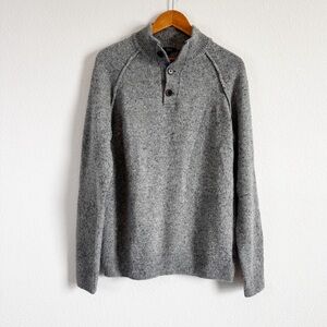 Rails Men's Gray Melange Wool Silk Blend Harding Henley Mockneck Sweater Size M